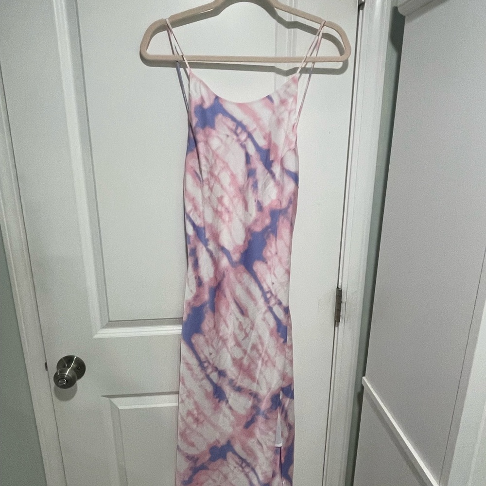 NWT Nordstrom Pink and Purple Tie-Dye Midi Dress